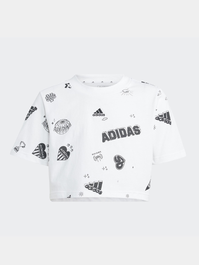 T-shirt bluv dessin blanc fille - Adidas