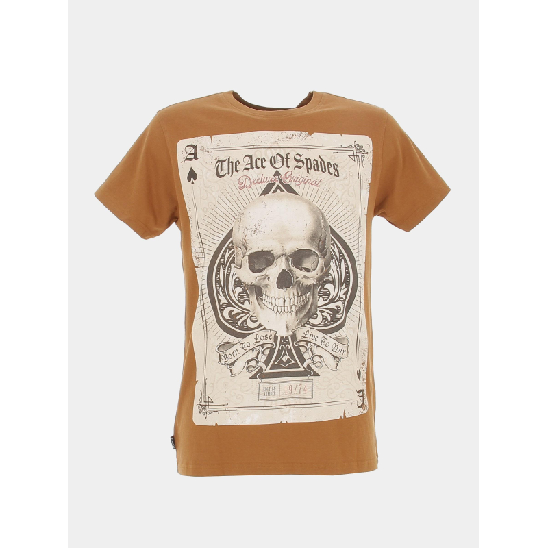 T-shirt ace of spade motif squelette marron homme - Deeluxe