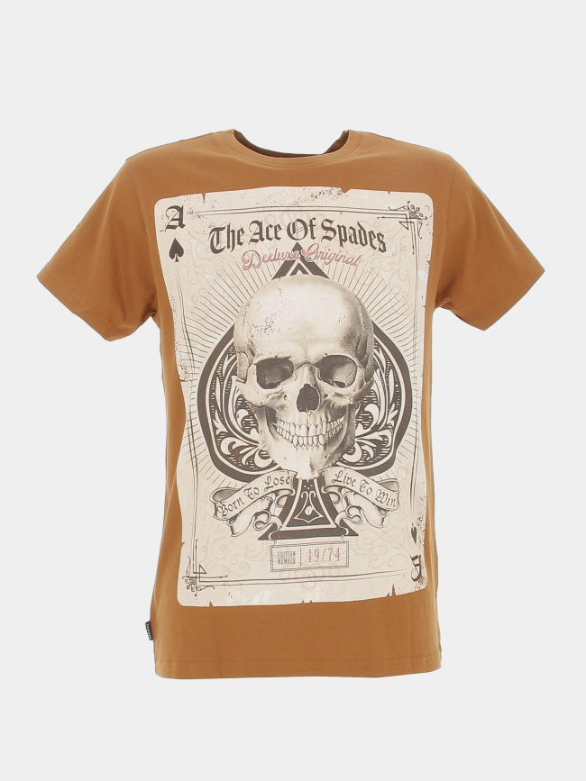 T-shirt ace of spade motif squelette marron homme - Deeluxe