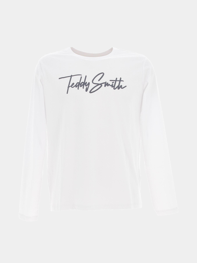 T-shirt manche longue signature blanc garçon - Teddy Smith