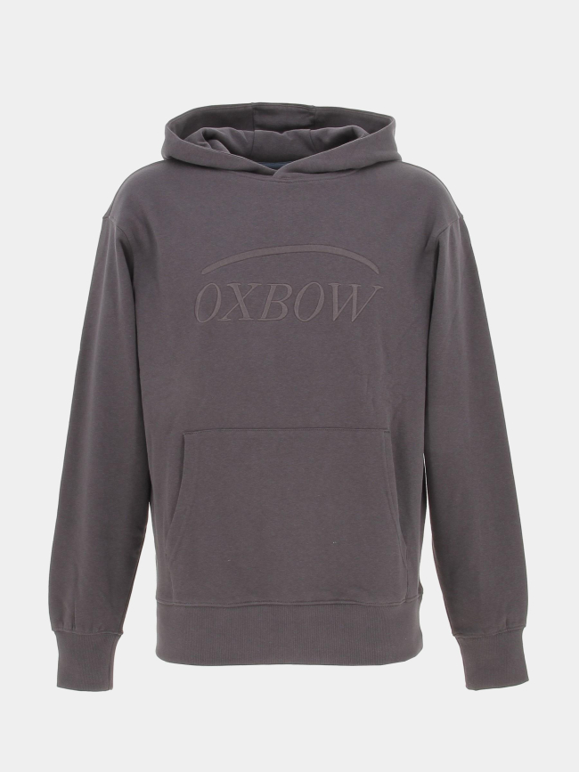 Sweat à capuche logo brodé gris homme - Oxbow