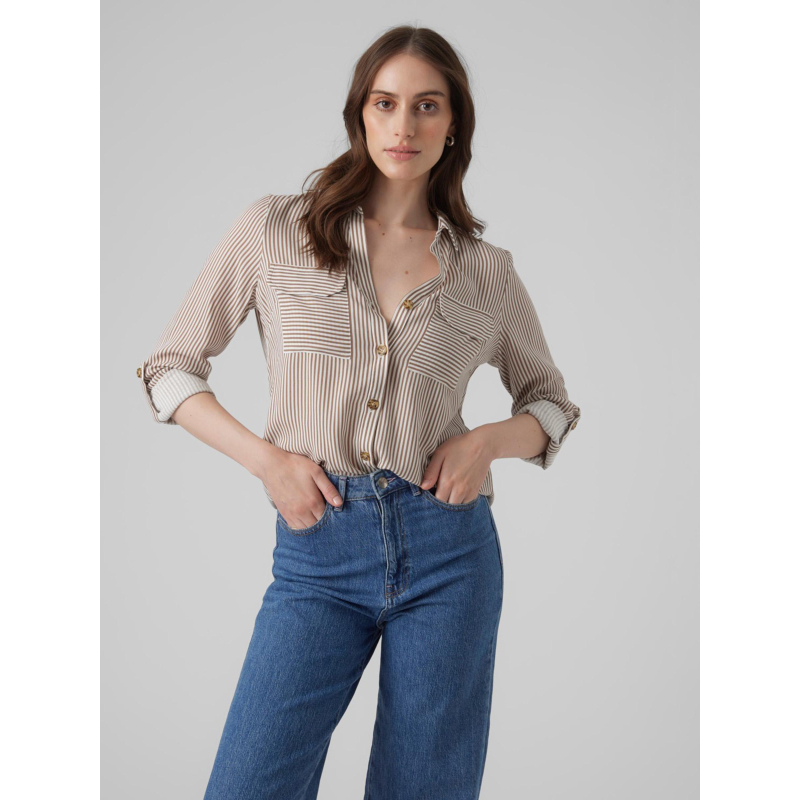 Chemisier bumpy à rayures marron femme - Vero Moda