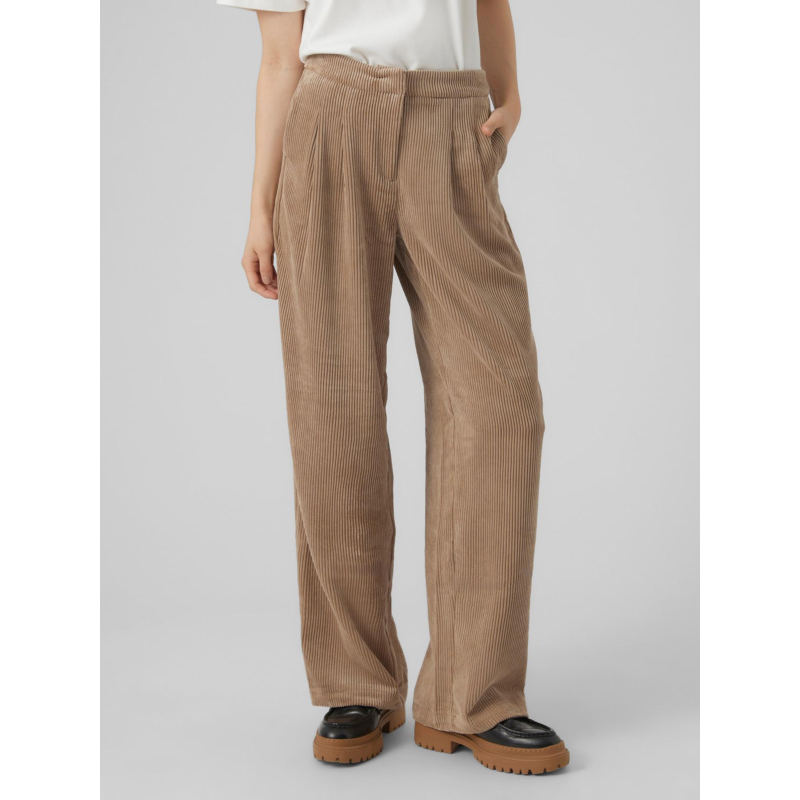 Pantalon wide velours corduroy marron femme Vero Moda wimod
