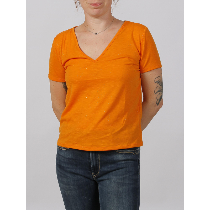 T-shirt dora glitter orange femme - Jaqueline De Yong