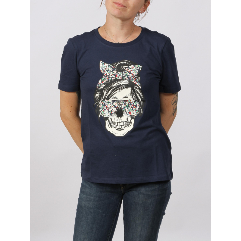 T-shirt stella motif squelette bleu marine femme - Only