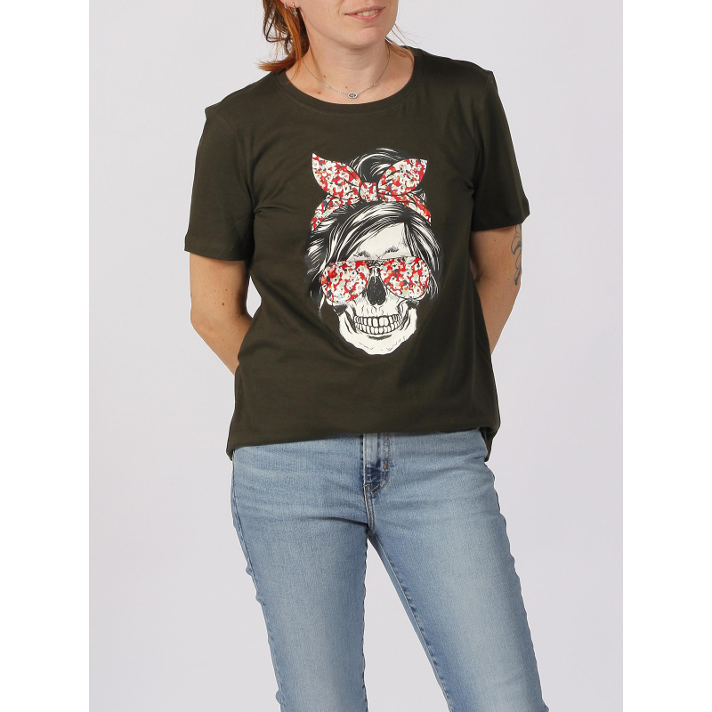 T-shirt stella motif squelette kaki femme - Only