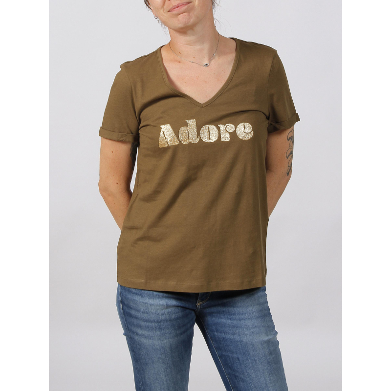 T-shirt cannie adore kaki femme - Vero moda
