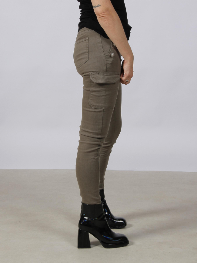 Pantalon skinny cargo kaki femme - Morgan