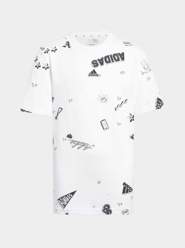 T-shirt bluv motif blanc garçon - Adidas