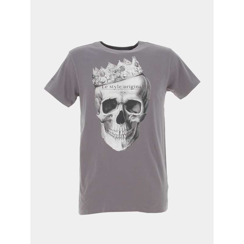 T-shirt crown squelette gris homme - Deeluxe