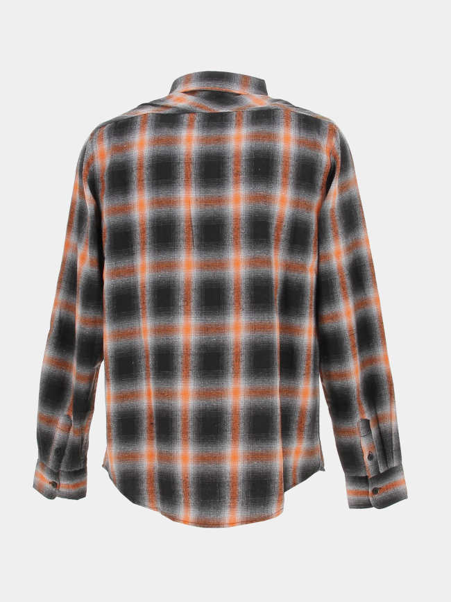 Chemise à carreaux plaid orange noir homme - Von Dutch