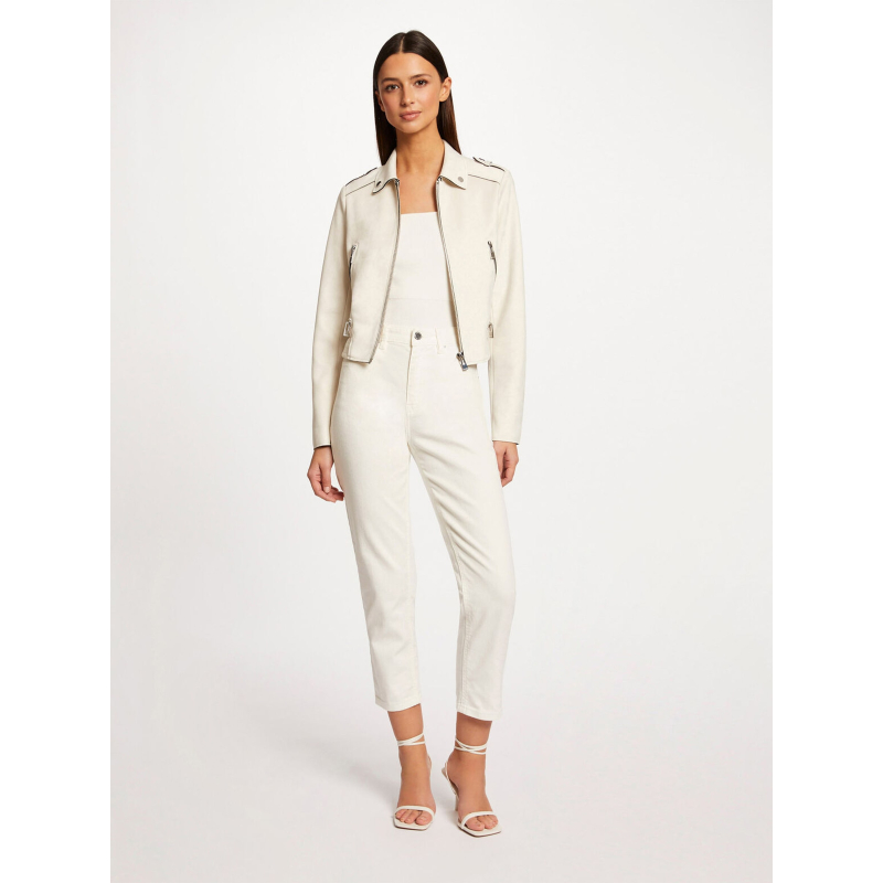 Veste légère suédine crop nuage beige femme - Morgan