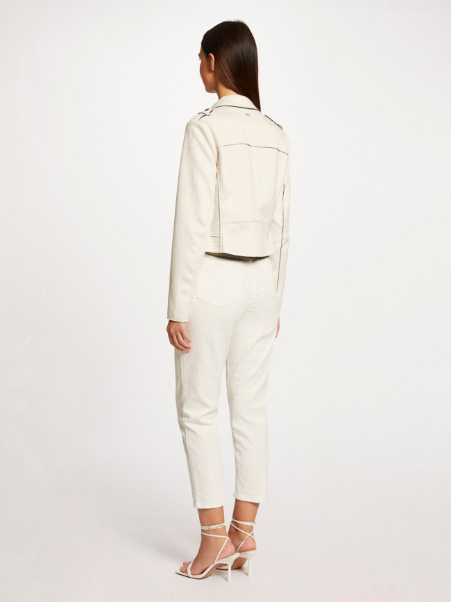 Veste légère suédine crop nuage beige femme - Morgan