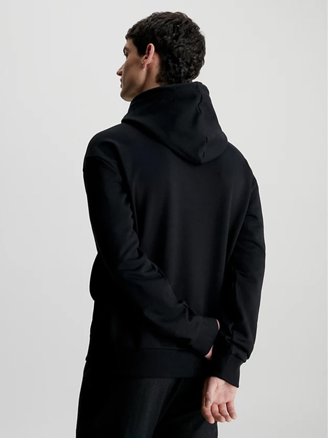 Sweat à capuche double flock logo noir homme - Calvin Klein
