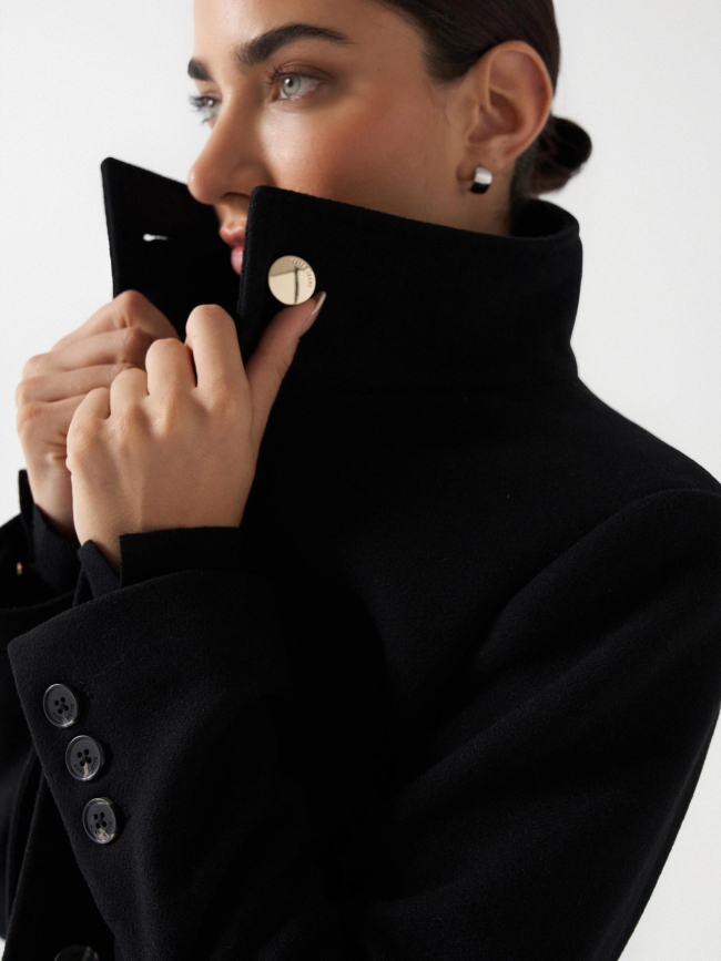Manteau en laine basic noir femme - Salsa Jean