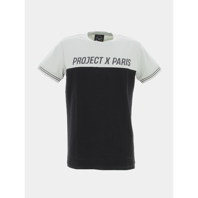 T-shirt bicolore logo signature noir vert homme - Project X Paris