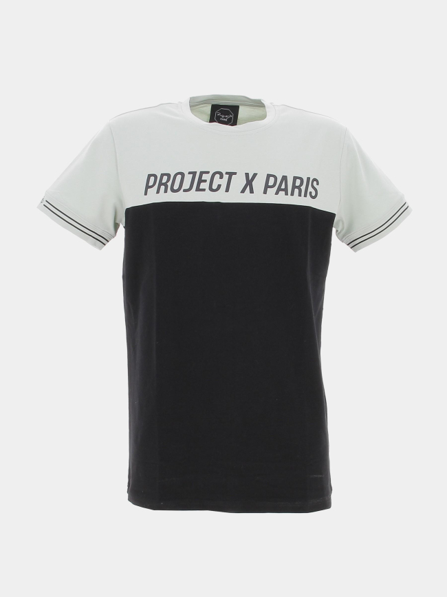 T-shirt bicolore logo signature noir vert homme - Project X Paris