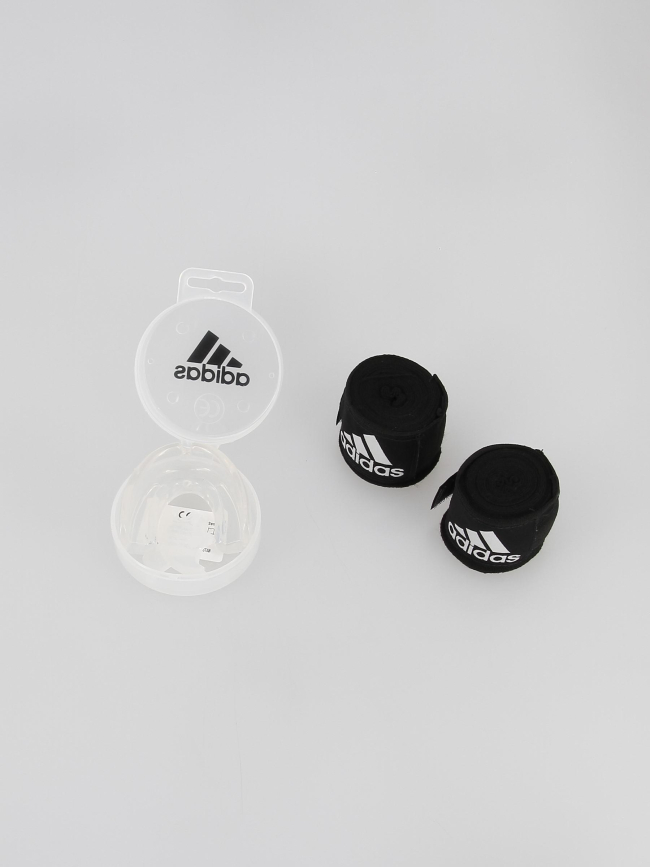 Kit de boxe bandes+gants+protège-dents blanc/noir - Adidas