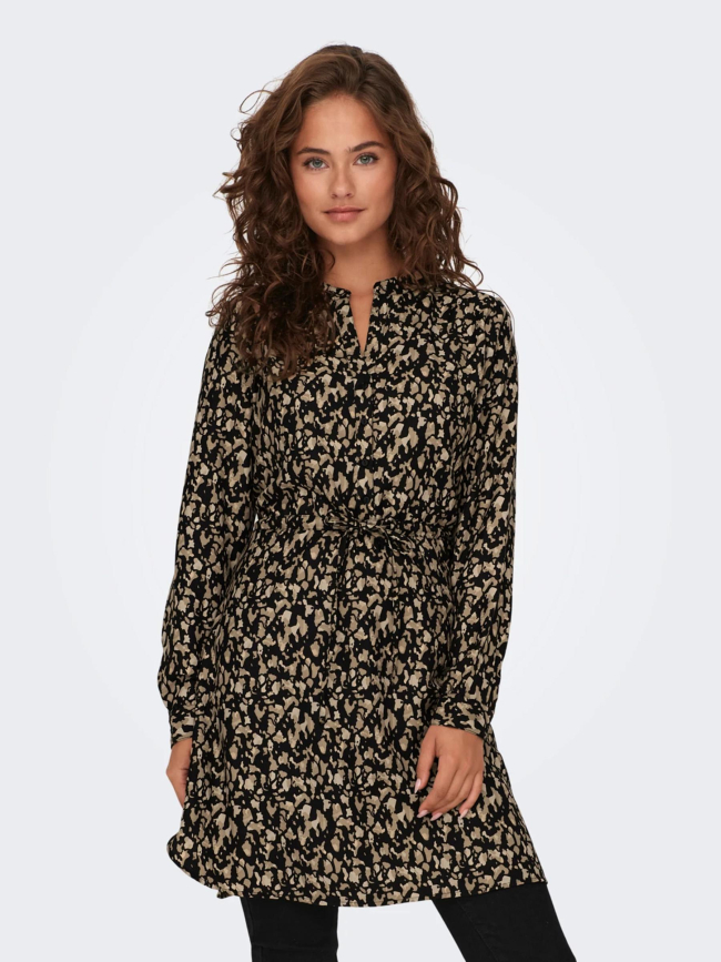 Robe tunique cory motif animalier marron/noir femme - Only