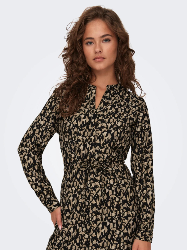 Robe tunique cory motif animalier marron/noir femme - Only