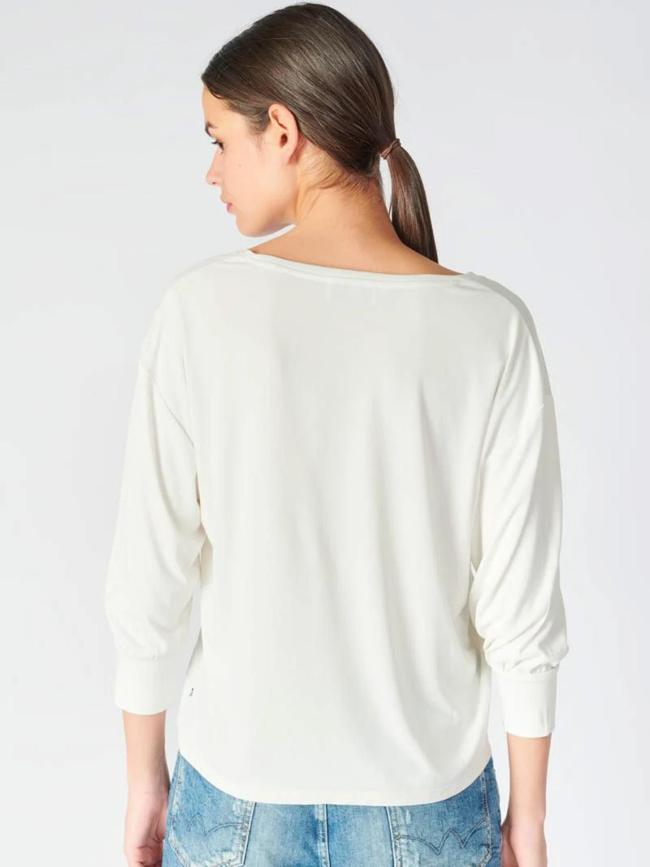T-shirt manches 3/4 jessie blanc femme - Le Temps Des Cerises