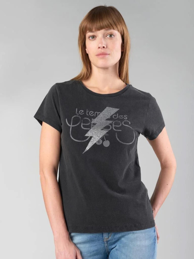 T-shirt tonito à paillettes noir femme - Le Temps Des Cerises