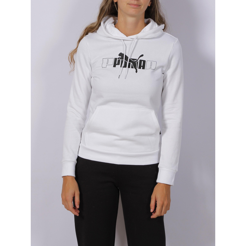 Sweat à capuche essential lab logo imprimé blanc femme - Puma