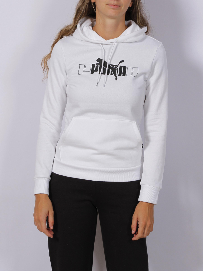 Sweat à capuche essential lab logo imprimé blanc femme - Puma
