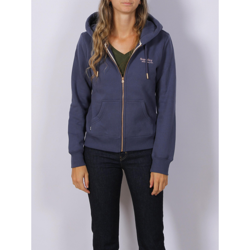 Sweat à capuche essential logo rose bleu femme - Superdry