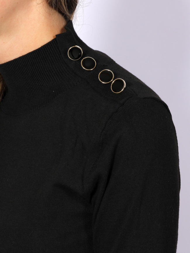 Pull fin col montant boutons bauhaus noir femme - Tiffosi
