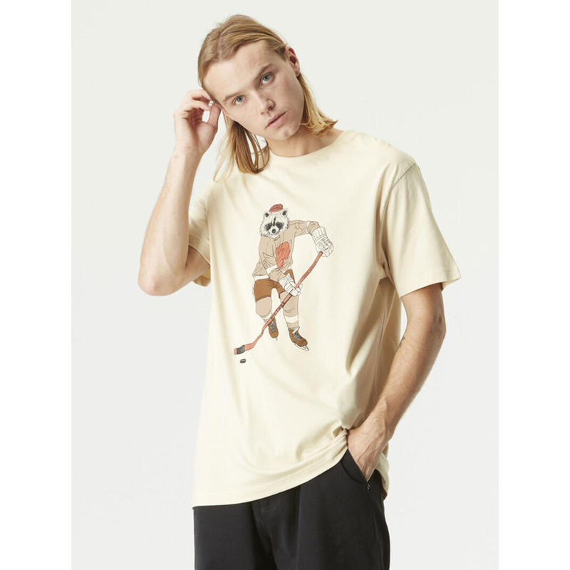 T-shirt raton laveur hockey beige homme - Picture