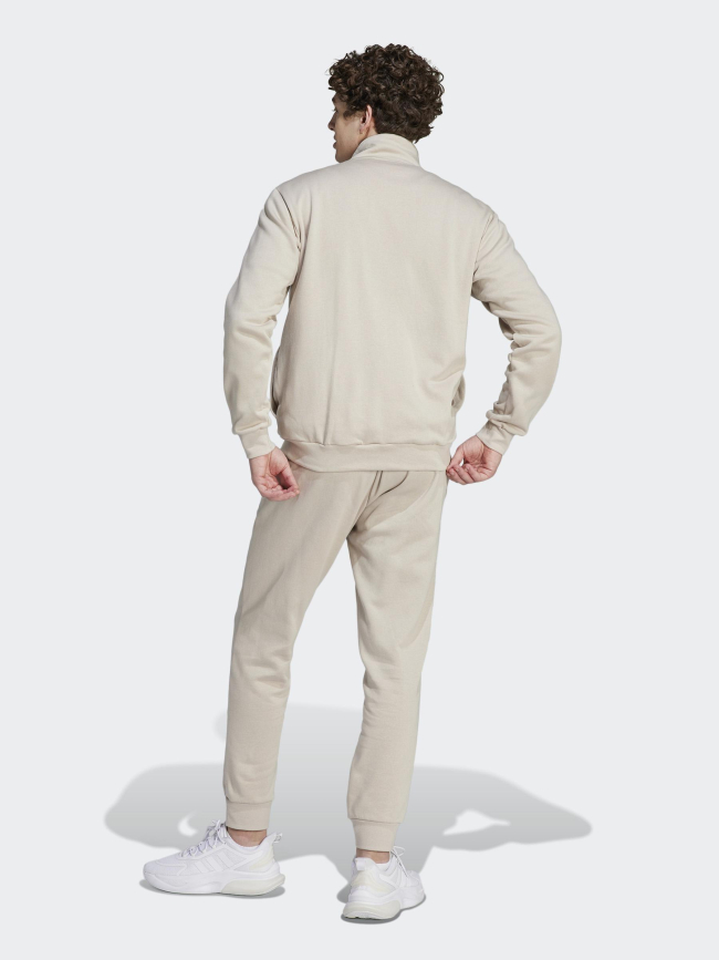 Ensemble veste zippé jogging 3 stripes beige homme - Adidas