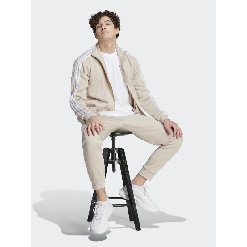 Ensemble veste zippé jogging stripes beige homme Adidas wimod