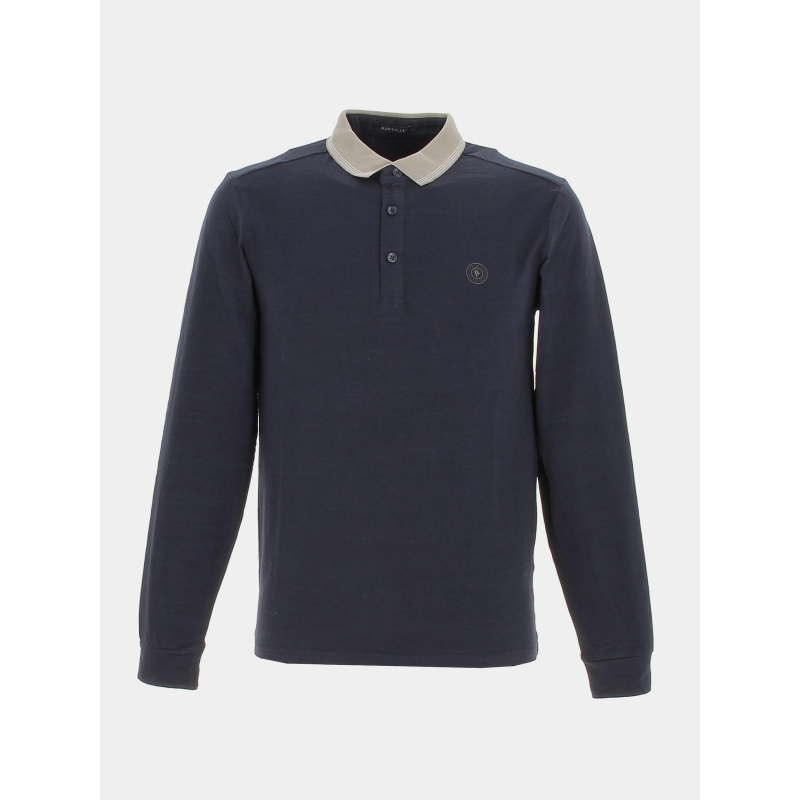 Polo manches longues logo badge marine homme - Sun Valley