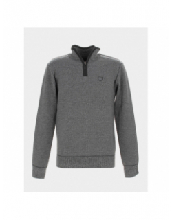 Pull col montant 1/4 zip chiné gris homme - RMS 26