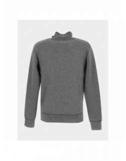Pull col montant 1/4 zip chiné gris homme - RMS 26