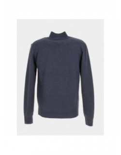 Pull col montant 1/4 zip chiné bleu marine homme - RMS 26
