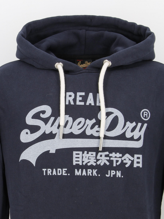 Sweat à capuche vintage logo bleu marine homme - Superdry
