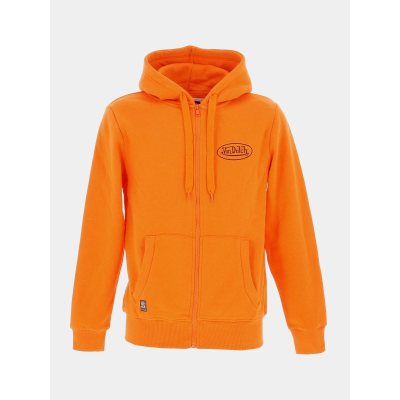 Sweat à capuche zippé fleece orange homme - Von Dutch