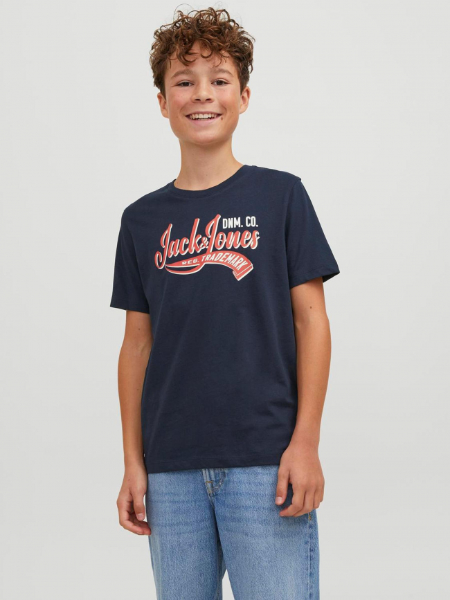 T-shirt logo aw23 basique bleu marine garçon - Jack & Jones