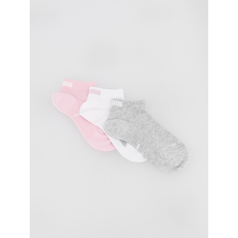 3 paires de chaussettes quarter gris blanc rose enfant - Puma