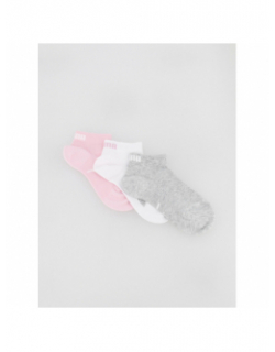 3 paires de chaussettes quarter gris blanc rose enfant - Puma