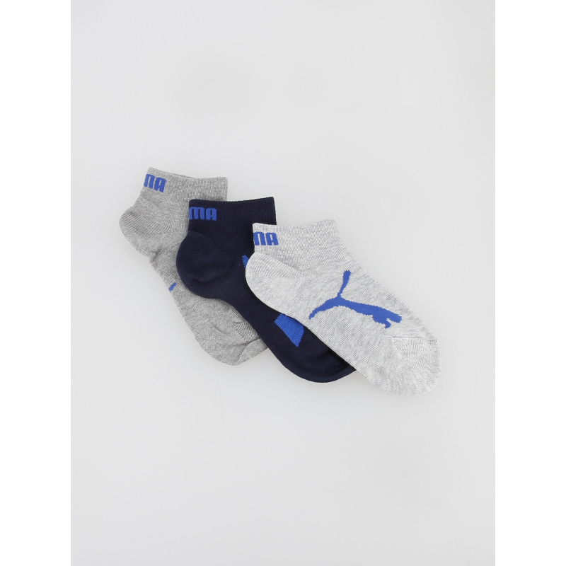 3 paires de chaussettes quarter gris bleu enfant - Puma