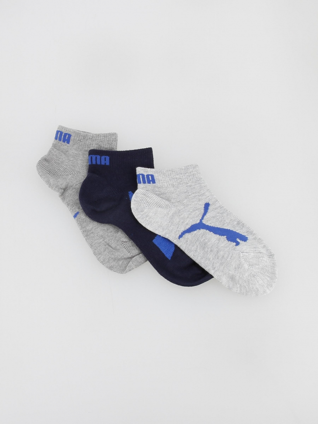 3 paires de chaussettes quarter gris bleu enfant - Puma