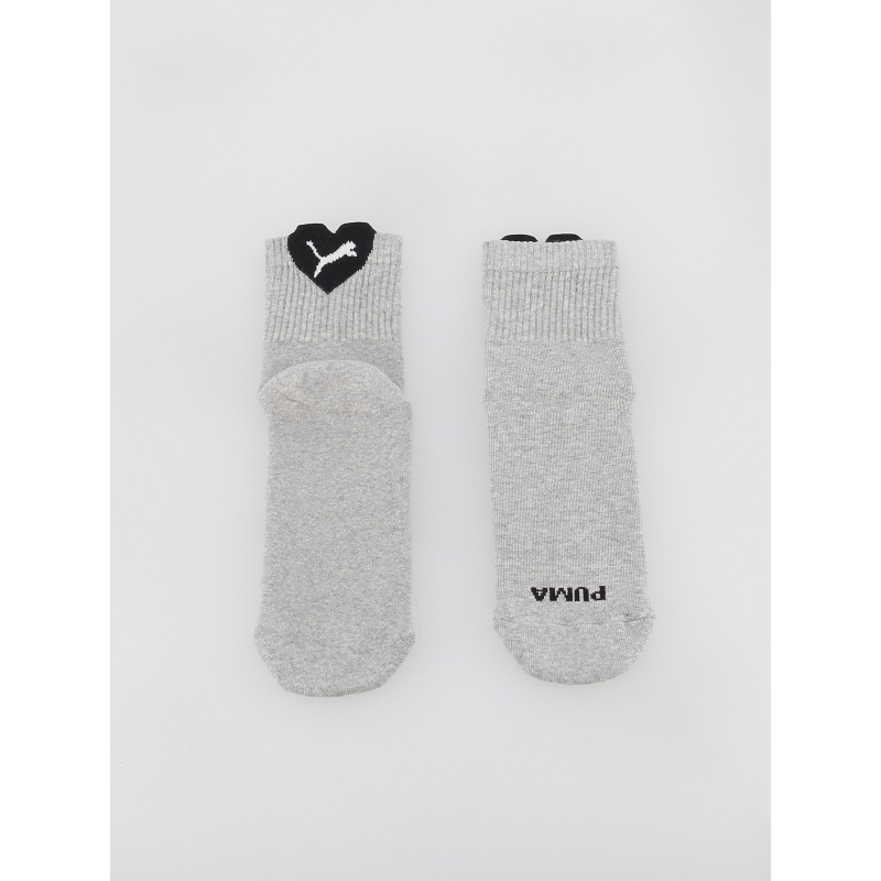 Pack 2 paires chaussettes heart logo blanc/gris femme - Puma