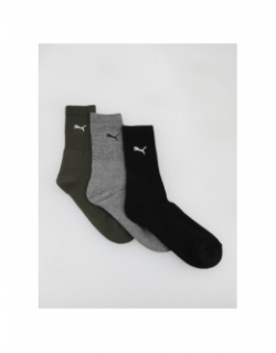 Pack 3 paires de chaussettes crew noir/kaki/gris - Puma