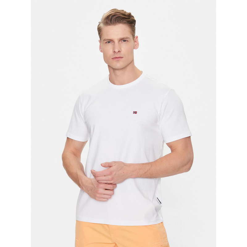T-shirt uni logo salis blanc homme - Napapijri