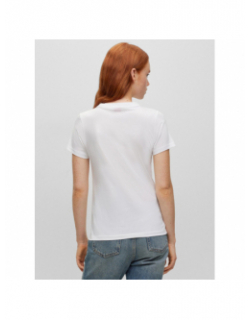 T-shirt uni embossé blanc femme - Hugo