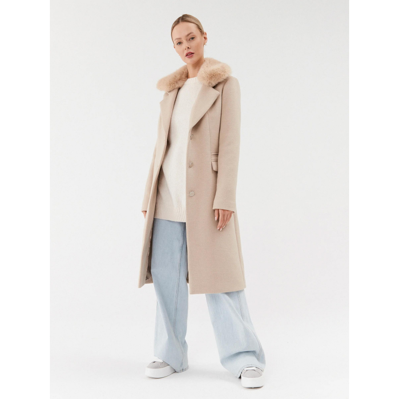 Manteau en laine melangée laurence beige femme - Guess