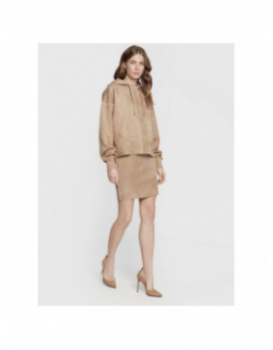 Jupe droite en suédine tamara beige femme - Guess